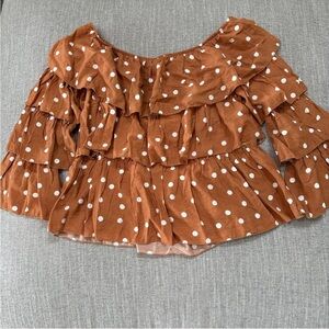 Polka Dot Off-Shoulder Ruffle Top Size Small